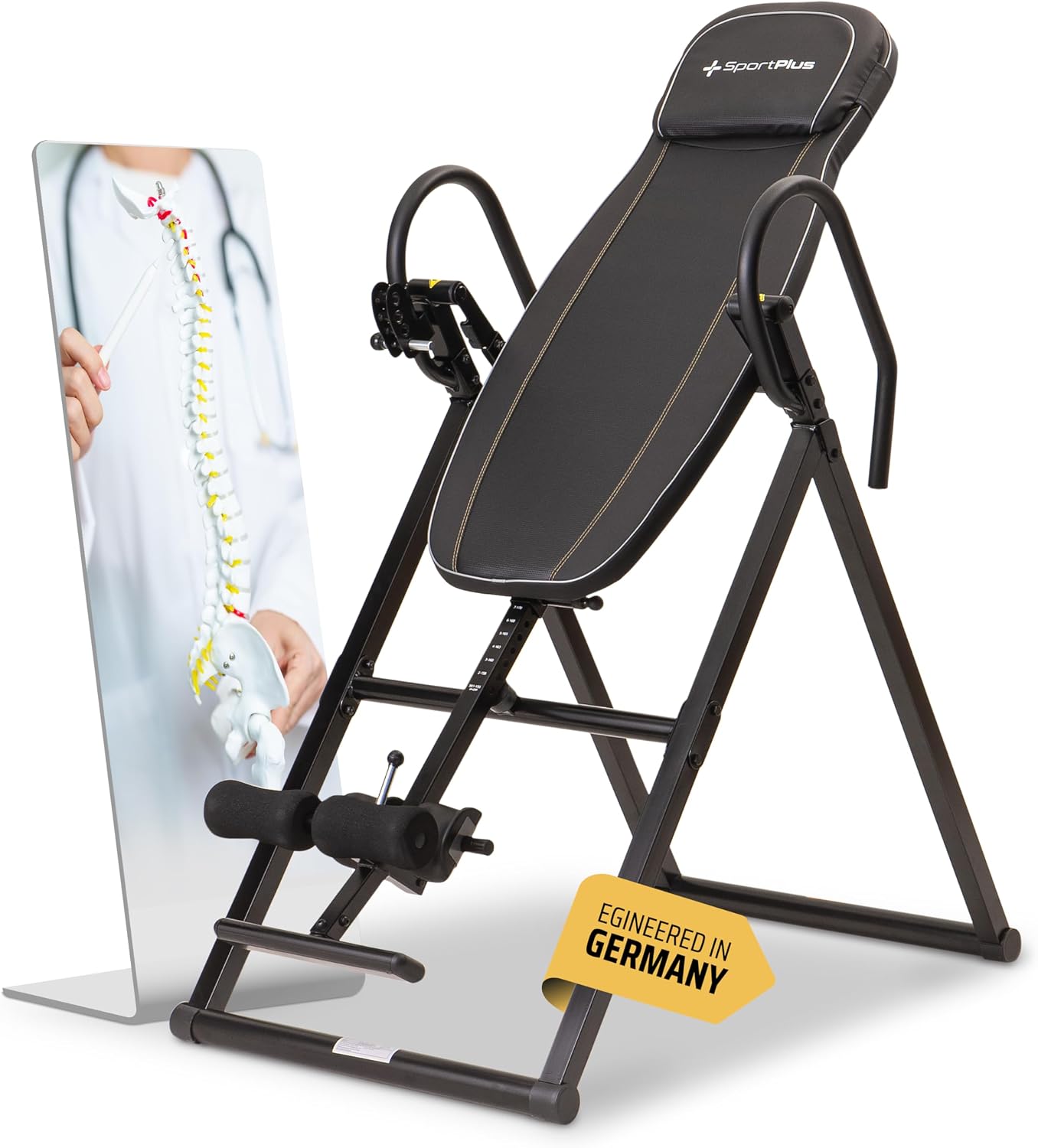 Inversionsbank klappbar Schwerkrafttrainer 4 Inversionswinkel Rückenstrecker bis 135 kg Stahlrahmen schwarz