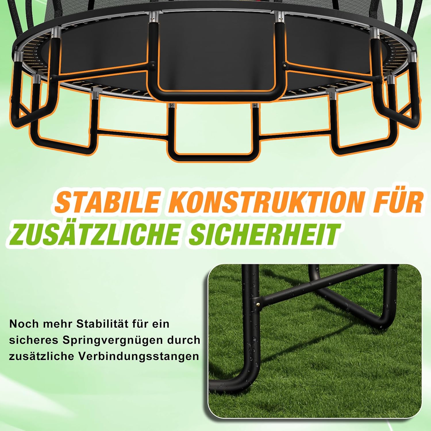 Outdoor Trampolin rund Ø228 cm mit Sprungtuch und Sicherheitszubehör verstärkte Stahlkonstruktion 27 Federn