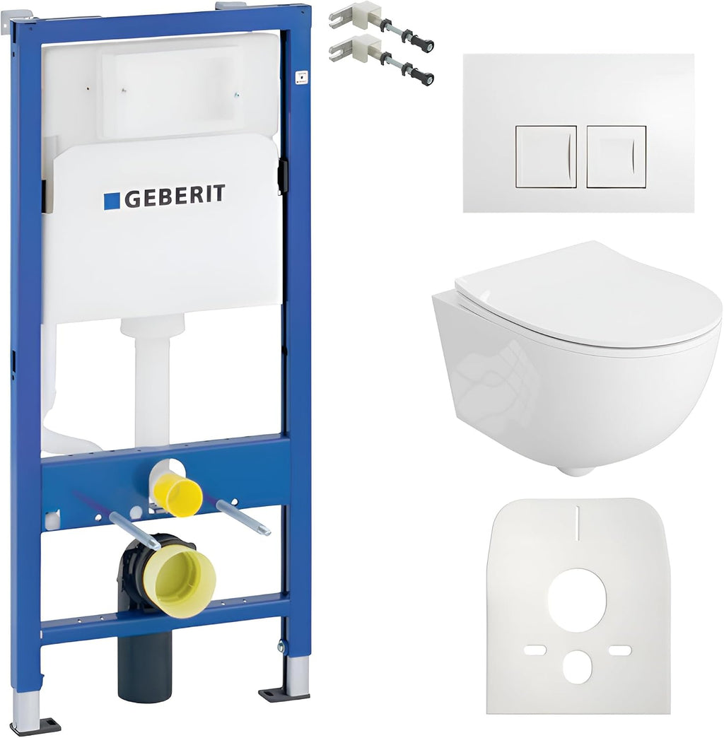 Vorwandelement WC Komplettset Dalia DALIA Wand Tiefspül WC spülrandlos Tornado Spülsystem Softclose Sitz Delta 25 112 cm Weiß