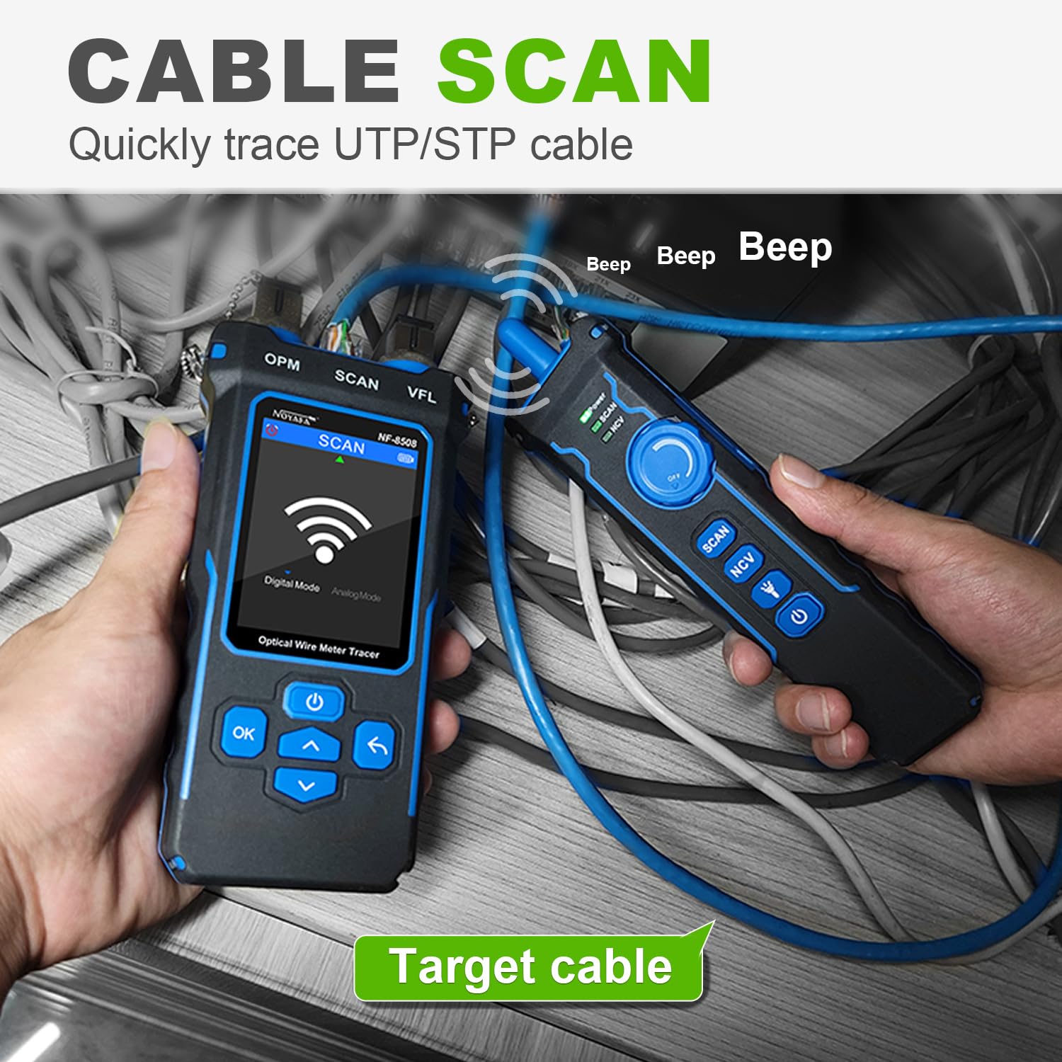 Netzwerkkabeltester NF-8508 mit RJ45 RJ11 PoE Test Optischem Leistungsmesser VFL Funktion CAT5 CAT6 Kabelprüfung