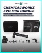 Akku Poliermaschine EVO Mini 25-teiliges Set Exzenter Rotation mit Akkus Adaptern Stütztellern Pads Zubehör