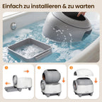 Selbstreinigende Katzentoilette 90L mit App Steuerung Sicherheitssensor Geruchsentfernung automatisches Katzenklo mit Matte