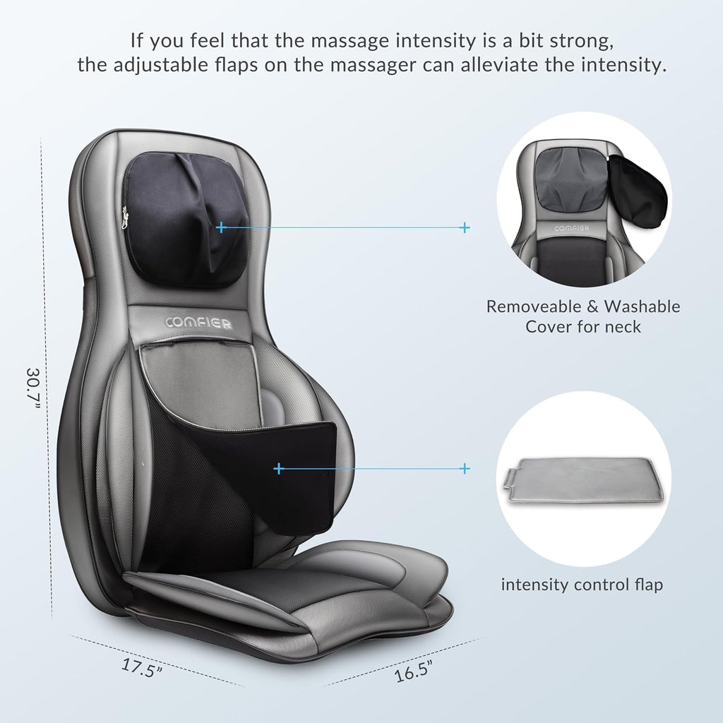 Massage Sitzauflage Shiatsu Rücken Nacken 2D 3D Knetmassage mit Wärme Luftkompression Vollrücken verstellbar