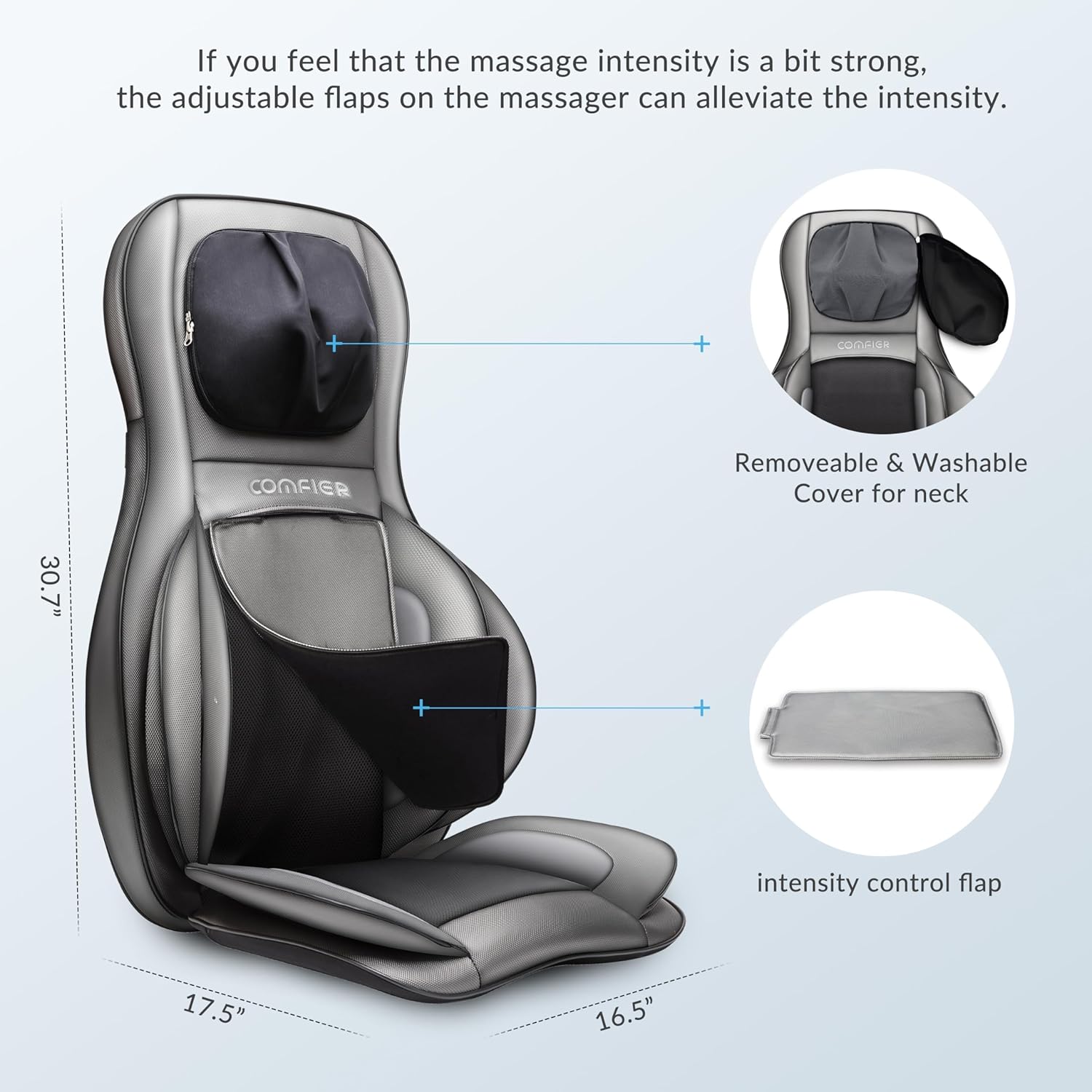 Massage Sitzauflage Shiatsu Rücken Nacken 2D 3D Knetmassage mit Wärme Luftkompression Vollrücken verstellbar