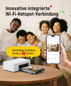 Fotodrucker DHP513 10x15 cm Farbsublimationsdrucker mit WLAN USB 300 DPI für Smartphone PC inklusive 100 Blatt Fotopapier