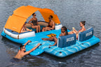 Badeinsel Tropical Breeze 43105 für 6 Personen 389 x 274 cm mit Sonnendach Kühltasche 6 Getränkehaltern und Reparaturflicken