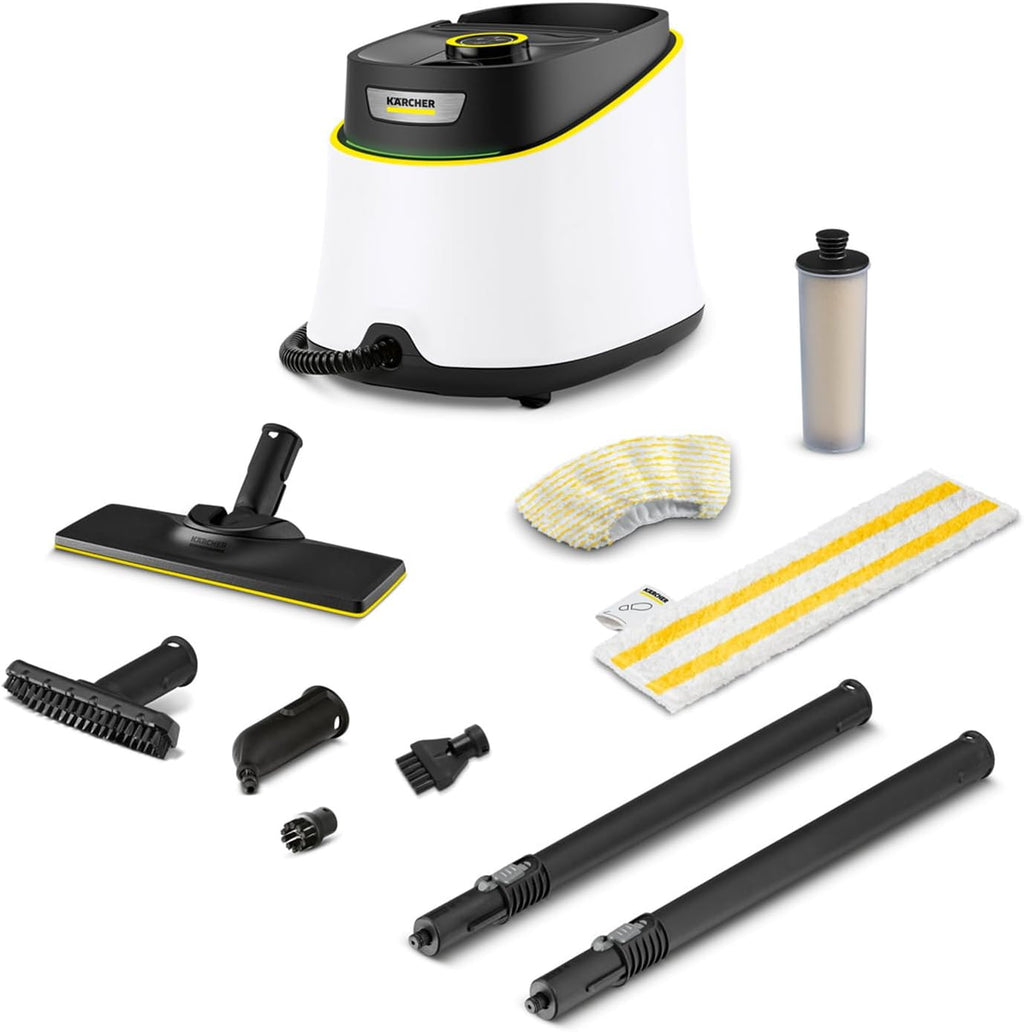 Dampfreiniger SC 3 Deluxe 1.513-430.0 mit 3,5 bar Dampfdruck 1900 W 1 l Tank EasyFix Bodenreinigungsset Düsen und Mikrofaserbezug