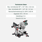 Kapp- und Gehrungssäge KGS 254 M 613254000 254 mm Sägeblatt Zugfunktion Precision Cut Line 1450 W 4500 U/min