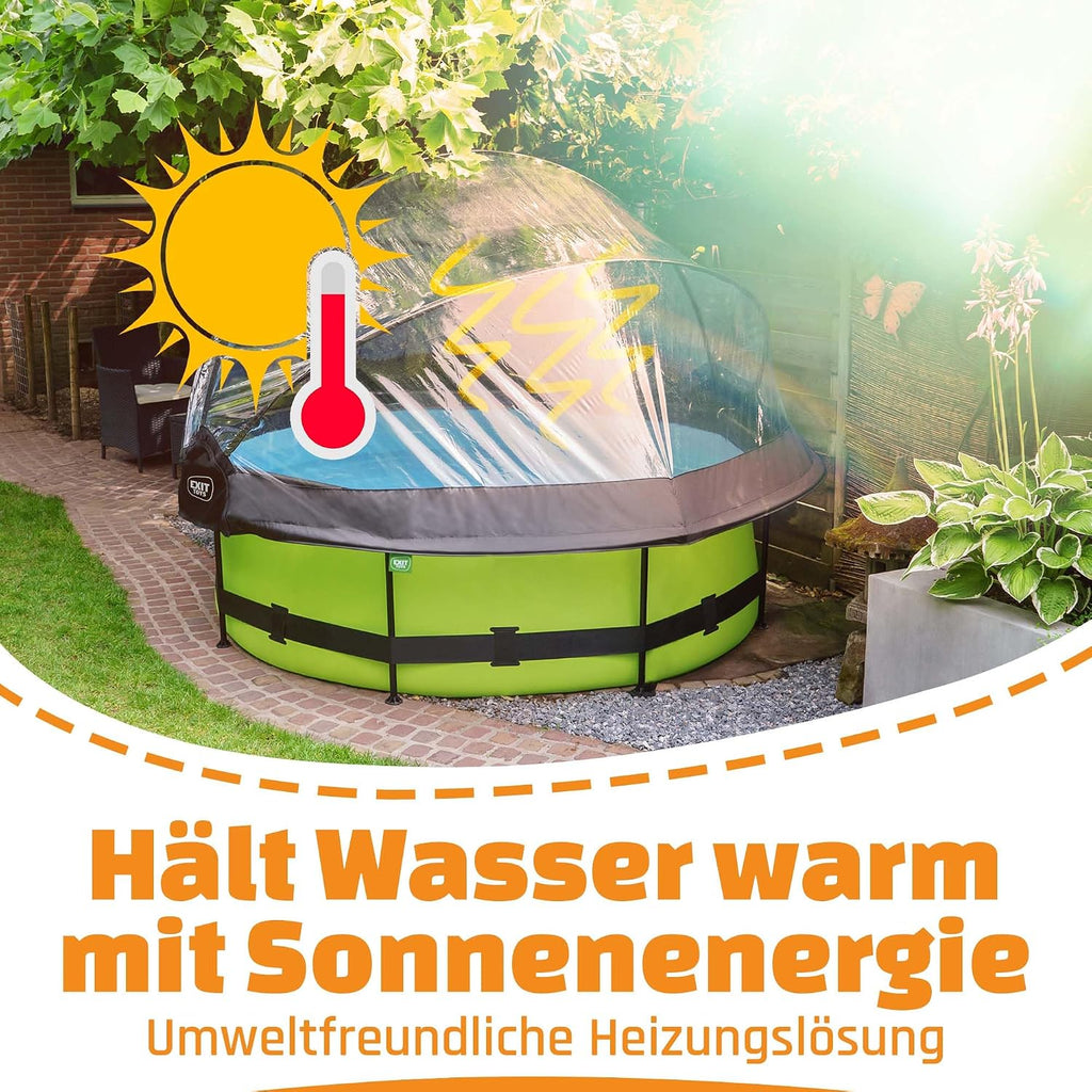 Poolabdeckung für Rundpools 12ft/360cm 30.80.12.70 PE Poolüberdachung Ø366 cm transparente Abdeckung mit robuster Konstruktion