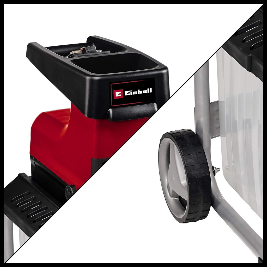 Elektro Leisehäcksler GC-RS 60 CB 2800W mit Schneidwalze für Äste bis 45 mm und transparenter 60 L Fangbox