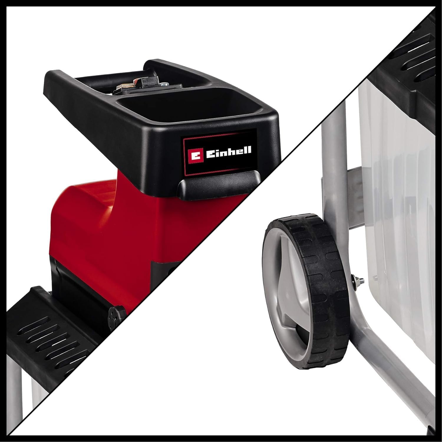 Elektro Leisehäcksler GC-RS 60 CB 2800W mit Schneidwalze für Äste bis 45 mm und transparenter 60 L Fangbox