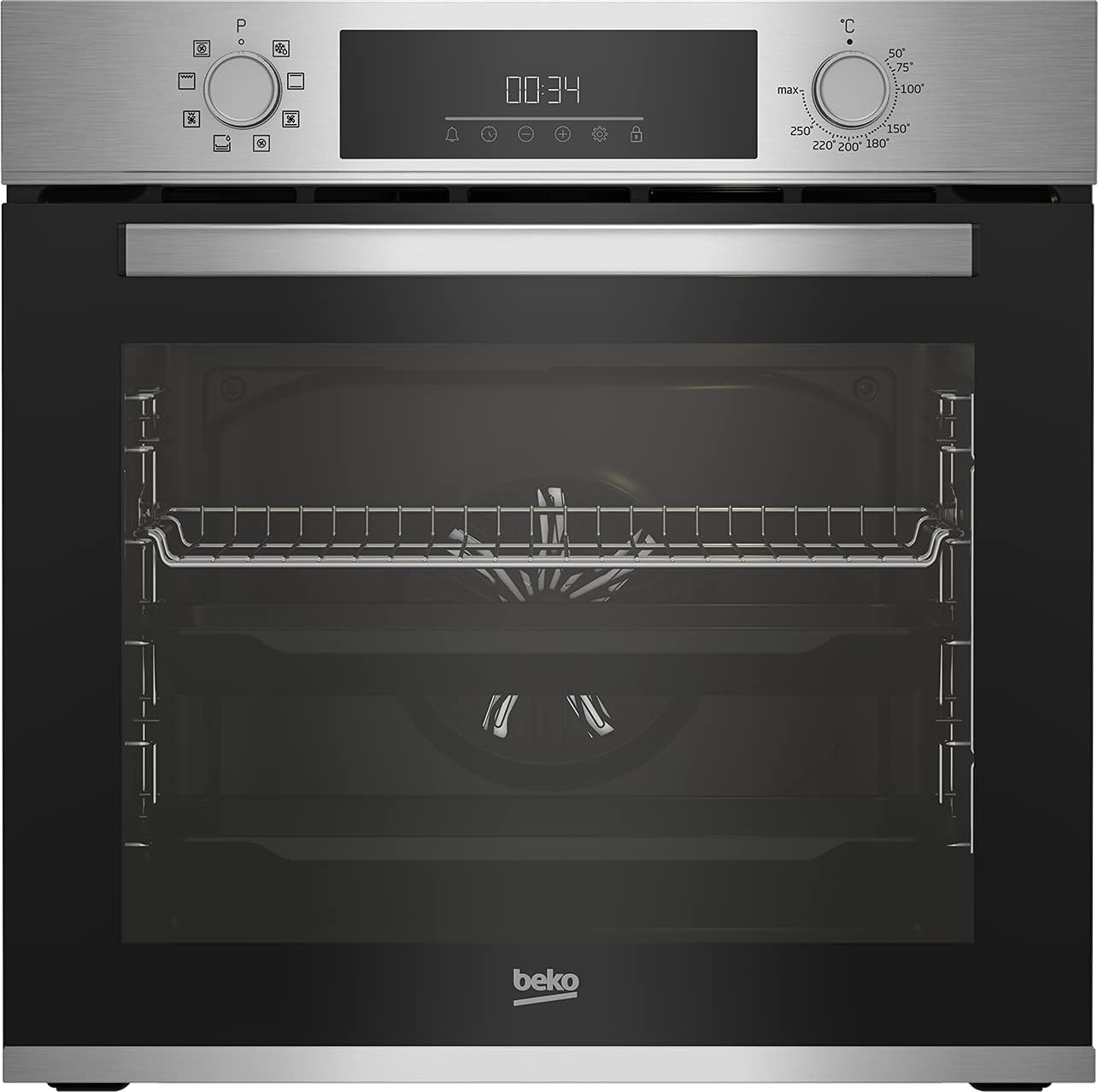 Einbau-Backofen BBIM12300X 60 cm mit 72 Liter Volumen Dampfreinigung 8 Heizarten Edelstahl Multifunktionsofen