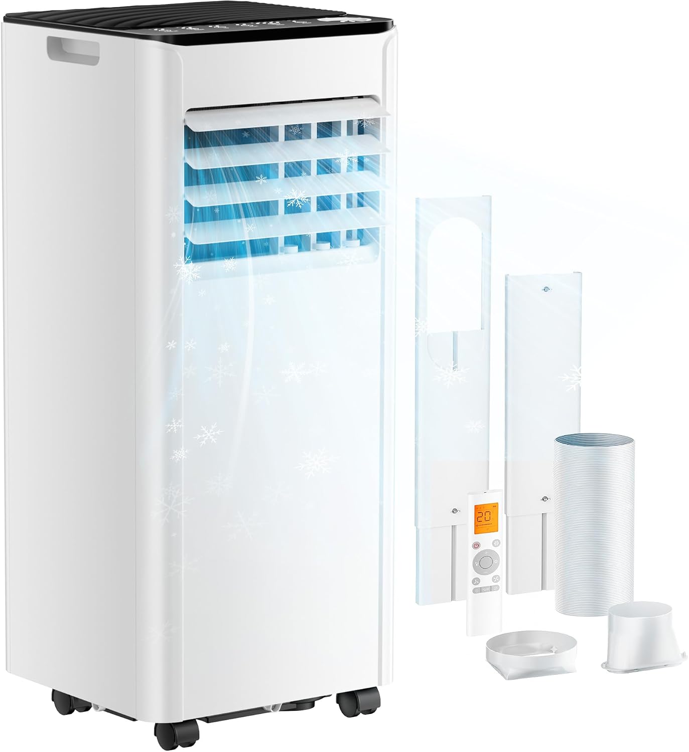 Mobile Klimaanlage 7000 BTU OL-A016FF20N2 Klimagerät mit Abluftschlauch Fenster-Set 4-in-1 24h Timer