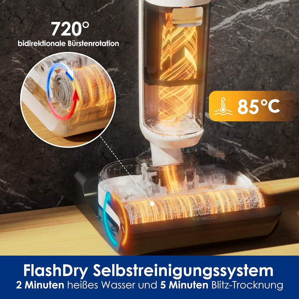 Nass Trockensauger Floor One Stretch S6 180° Flachdesign 13 cm Liegehöhe FlashDry Selbstreinigung 40 Min Akkulaufzeit