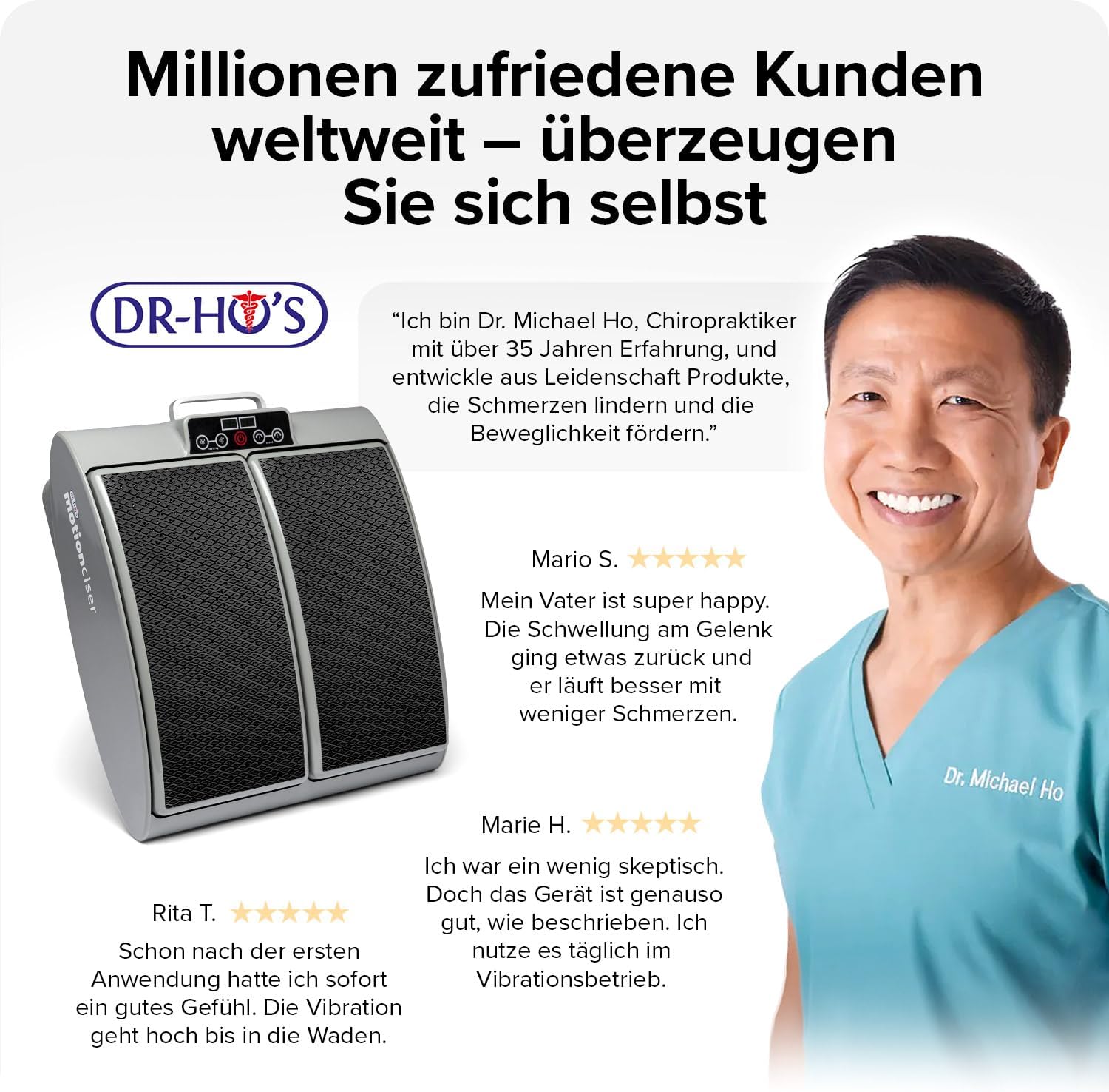Elektrisches Fußmassagegerät MotionCiser Fit Gehsimulation mit Vibration 10 Stufen Infrarot-Wärme 30–50 °C inkl. Trainingsbänder