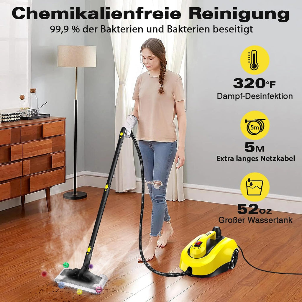 Dampfreiniger SW608-A 2000 W mit 1300 ml Wassertank 5 m Netzkabel Hochtemperatur-Dampfreinigung mit Reinigungszubehör