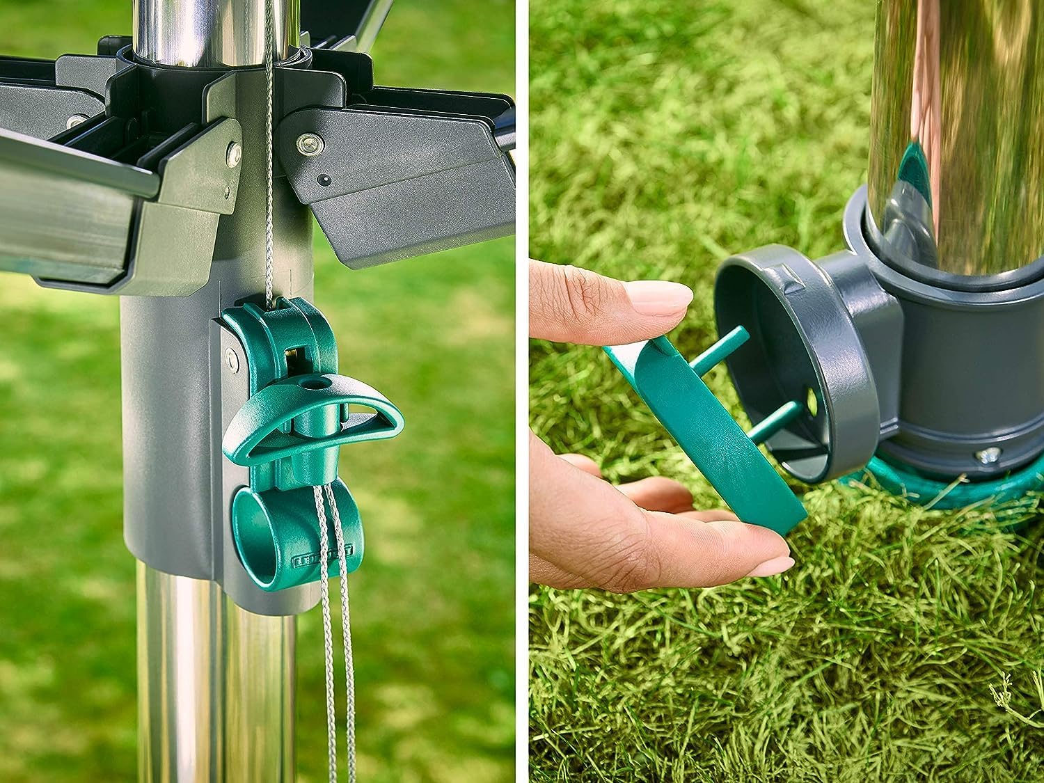 Wäschespinne LinoProtect 400 mit wasserdichtem Dach Aluminium Wäscheständer Outdoor 40m Leine inkl Bodenhülse