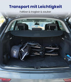 Rollator 4-Rad Gehwagen mit Sitz Aluminium faltbar höhenverstellbar Outdoor pannensichere Gummireifen 136 kg Tragfähigkeit grau