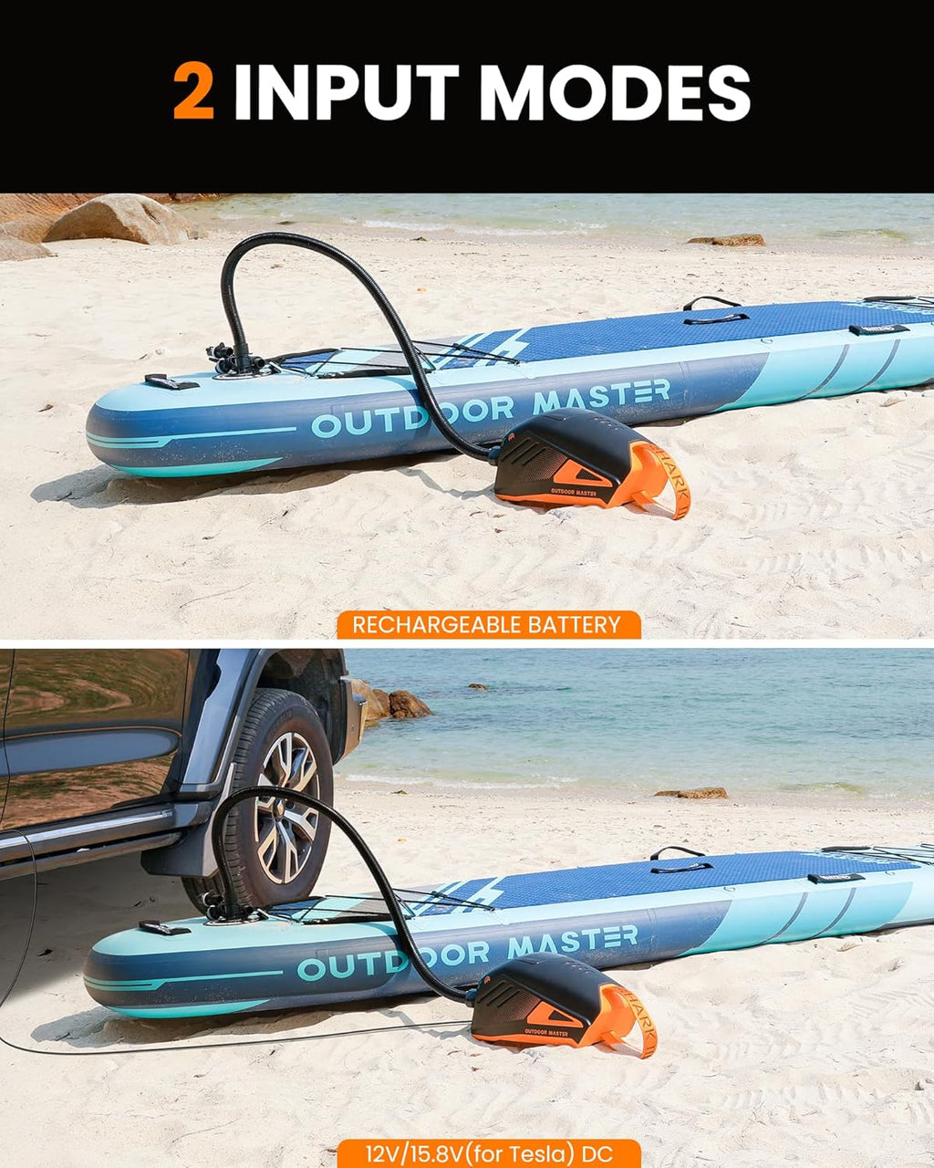 Elektrische SUP Pumpe Shark 3 Akku Luftpumpe 20 PSI 74Wh mit Auto-Off Funktion 8 Düsen Luftschlauch für SUP Boards