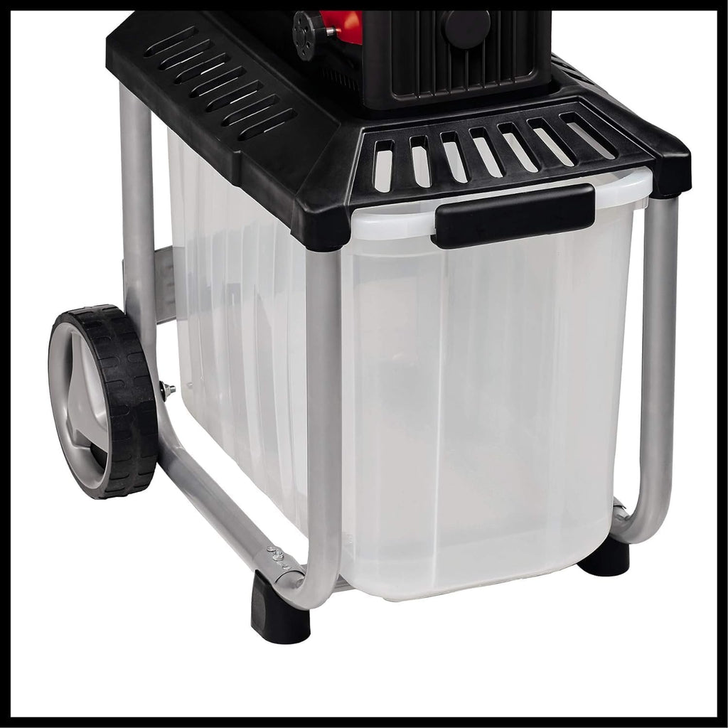 Elektro Leisehäcksler GC-RS 60 CB 2800W mit Schneidwalze für Äste bis 45 mm und transparenter 60 L Fangbox