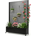 Pflanzkasten mit Spalier Metall Hochbeet auf Rollen Sichtschutz 120x40x185 cm rechteckig Garten Balkon Terrasse