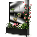 Pflanzkasten mit Spalier Metall Hochbeet auf Rollen Sichtschutz 120x40x185 cm rechteckig Garten Balkon Terrasse