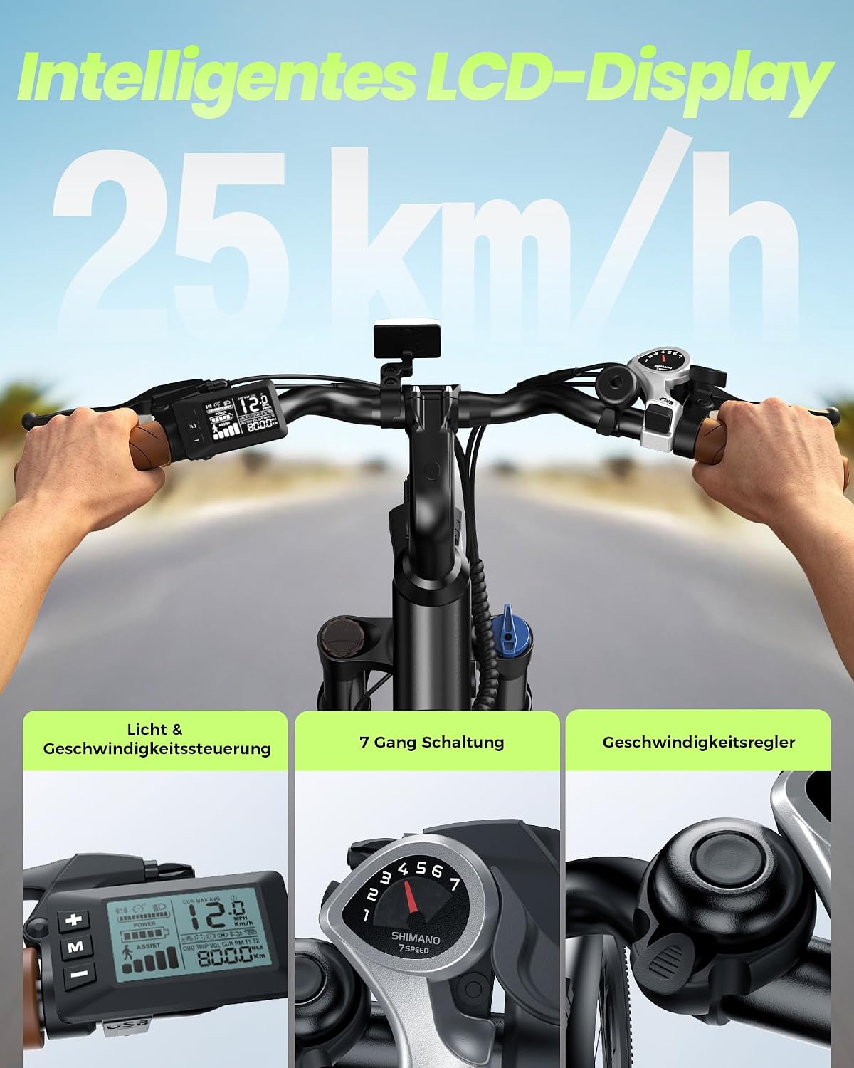 E Bike 26 Zoll UcityS 250W 7 Gang 55 Miles PAS Reichweite City Elektrofahrrad Urban
