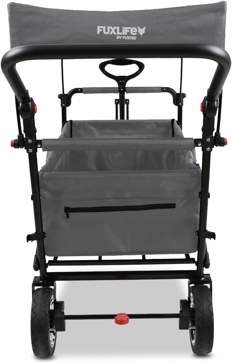 Faltbarer Bollerwagen FX-CT700 klappbarer Handwagen mit Bremsen gepolstertem Sitzbereich höhenverstellbarem Griff und 75 kg Traglast