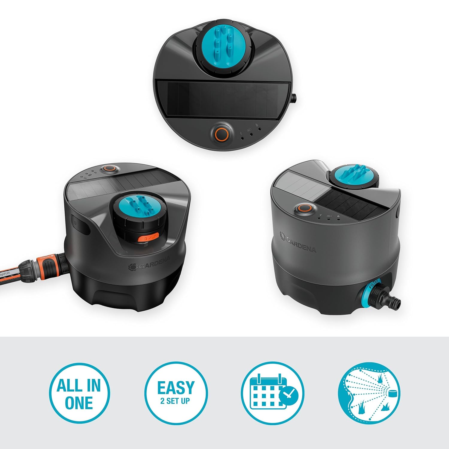 AquaPrecise Bewässerungssystem 16000-20 für Rasen bis 320 m² Solar Bluetooth App gesteuerte automatische Rasenbewässerung