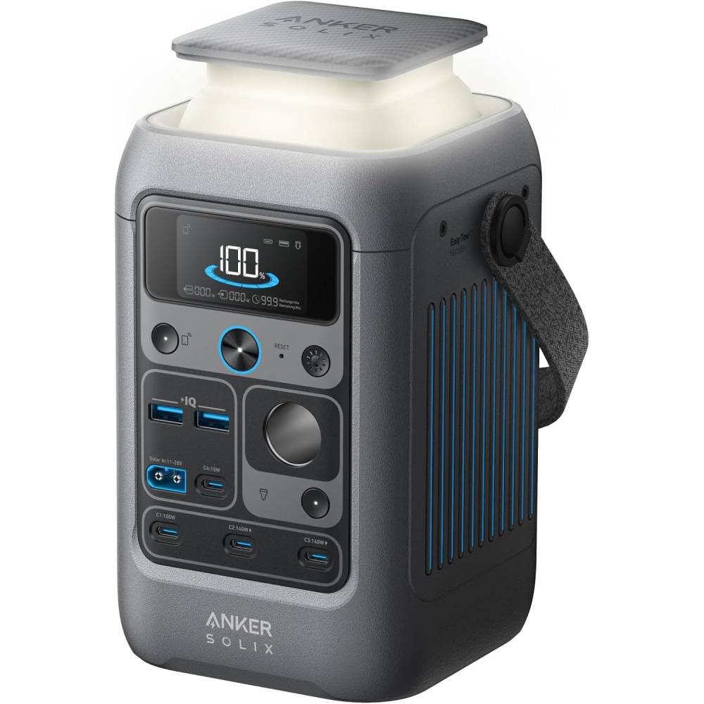 Tragbare Powerstation C300 288Wh LiFePO4 Akku 300W Ausgangsleistung mit USB-C Anschlüssen und Solarladefunktion