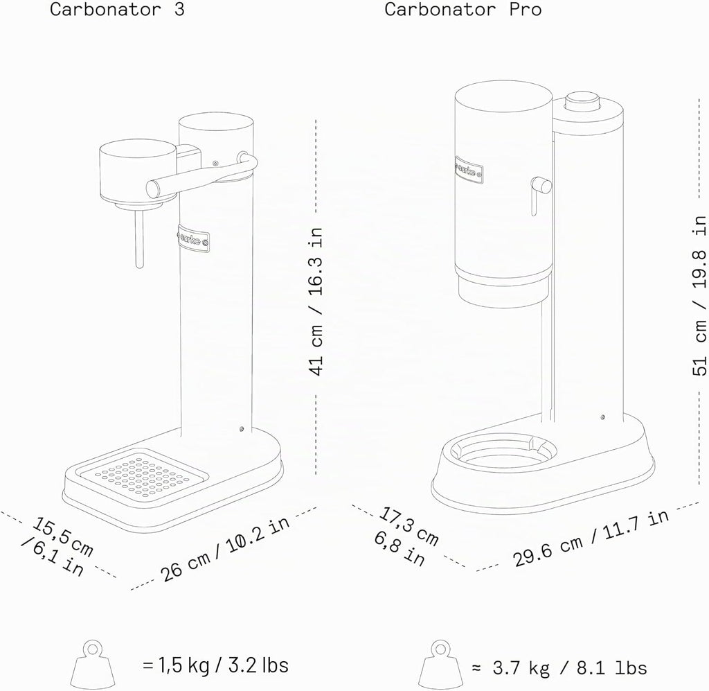 Wassersprudler Carbonator 3 Edelstahl Finish 1L PET Flasche kompatibel mit 60L CO2 Zylinder manuell Sprudelwasserbereiter 41.5x15.3x25.8 cm