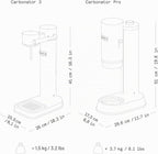 Wassersprudler Carbonator 3 Edelstahl Finish 1L PET Flasche kompatibel mit 60L CO2 Zylinder manuell Sprudelwasserbereiter 41.5x15.3x25.8 cm