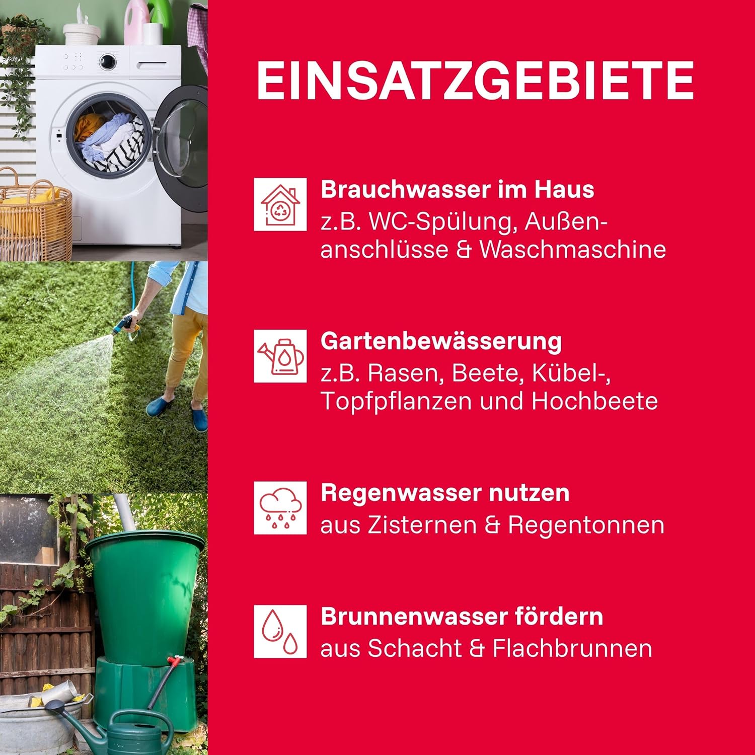 Hauswasserwerk 1200 W Edelstahl HWW 4500 INOX 4350 l/h 5 bar 22 L Druckkessel 50 m Förderhöhe mit Manometer Überlastschutz