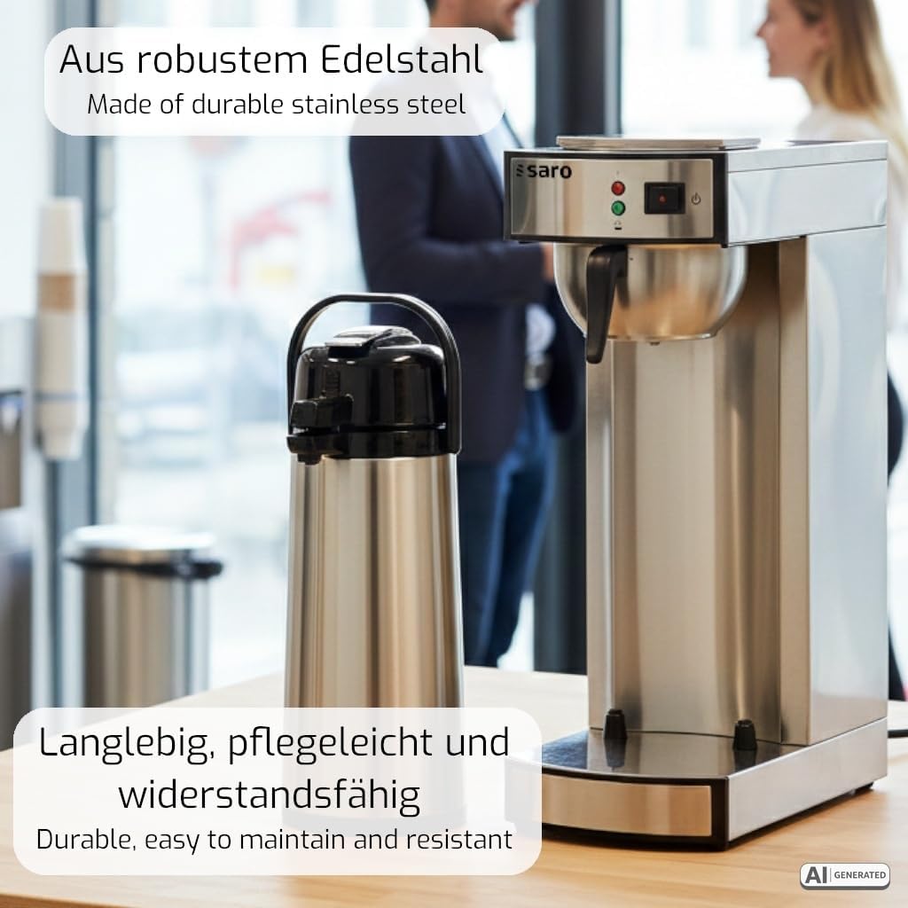 Kaffeemaschine SAROMICA THERMO 24 2.2L Edelstahl Isolierpumpkanne 5-6 Min Brühzeit 317-2085 2,069 kW