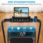 Walking Pad Laufband X390 klappbar mit 9% Steigung 1-12 km/h LCD Display App Steuerung Handlauf und Fernbedienung