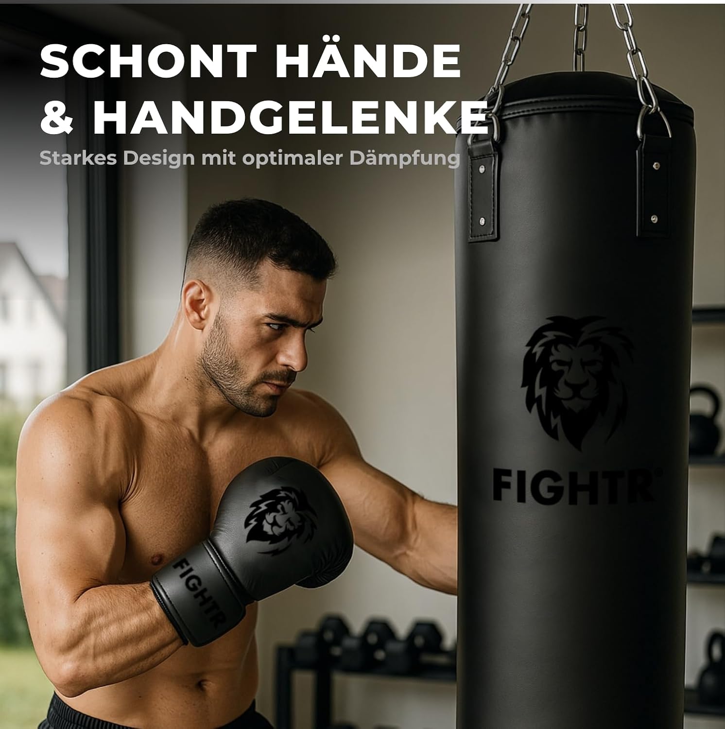 Boxsack 120x35cm PU 30kg mit 4-Punkt-Stahlkette gefüllt oder ungefüllt für Boxen Kickboxen MMA Muay Thai