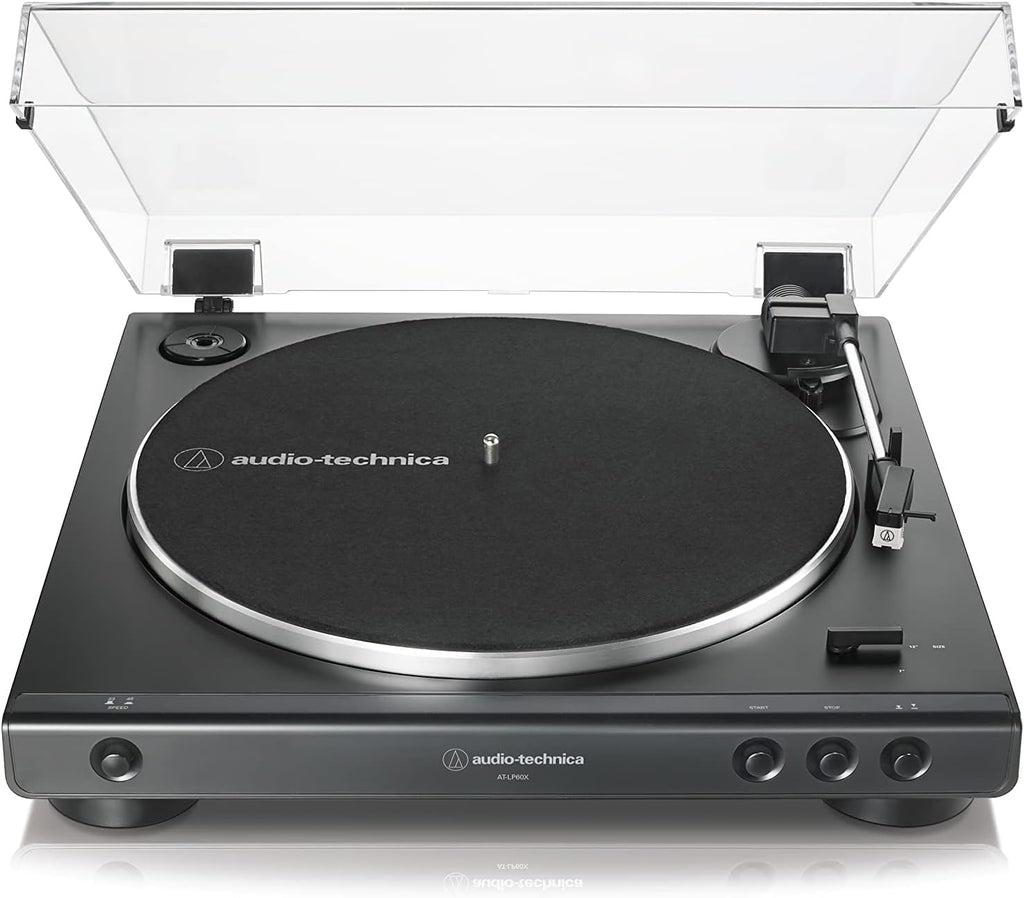 Vollautomatischer Plattenspieler AT-LP60X mit Riemenantrieb Stereo Analog 33 1/3 und 45 U/min Schwarz