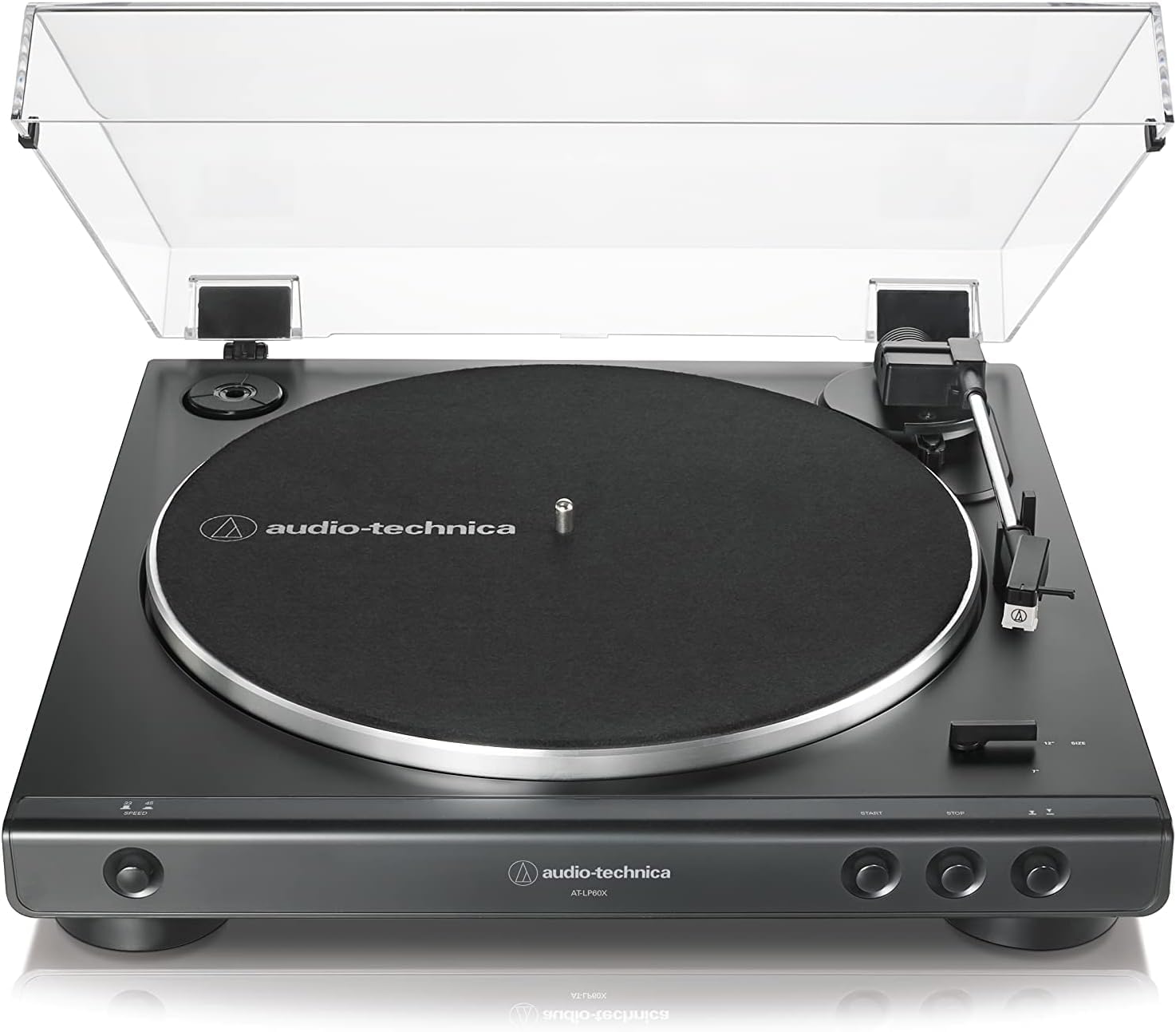 Vollautomatischer Plattenspieler AT-LP60X mit Riemenantrieb Stereo Analog 33 1/3 und 45 U/min Schwarz