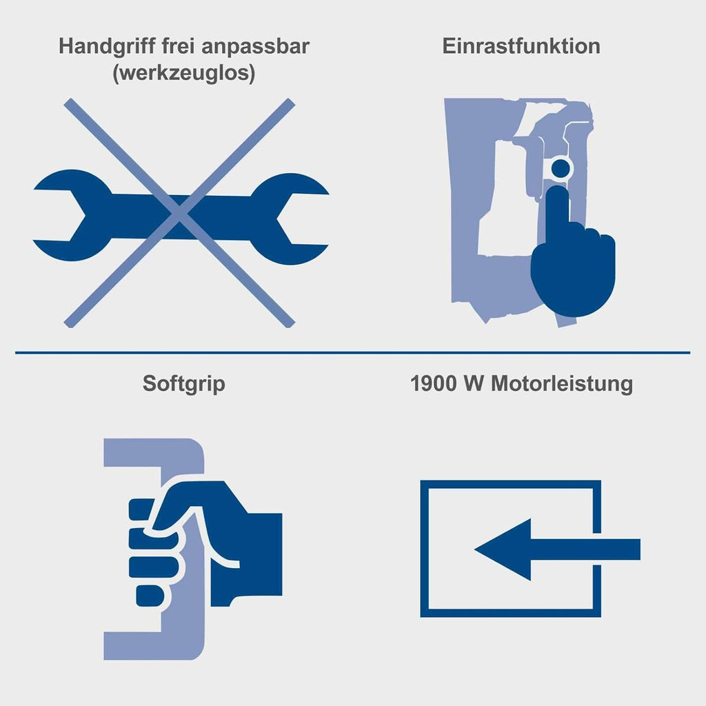 Abbruchhammer AB1900 1900W 60J Schlagenergie Betonhammer mit 390 mm Meißelaufnahme inklusive Spitz- und Flachmeißel Transportkoffer