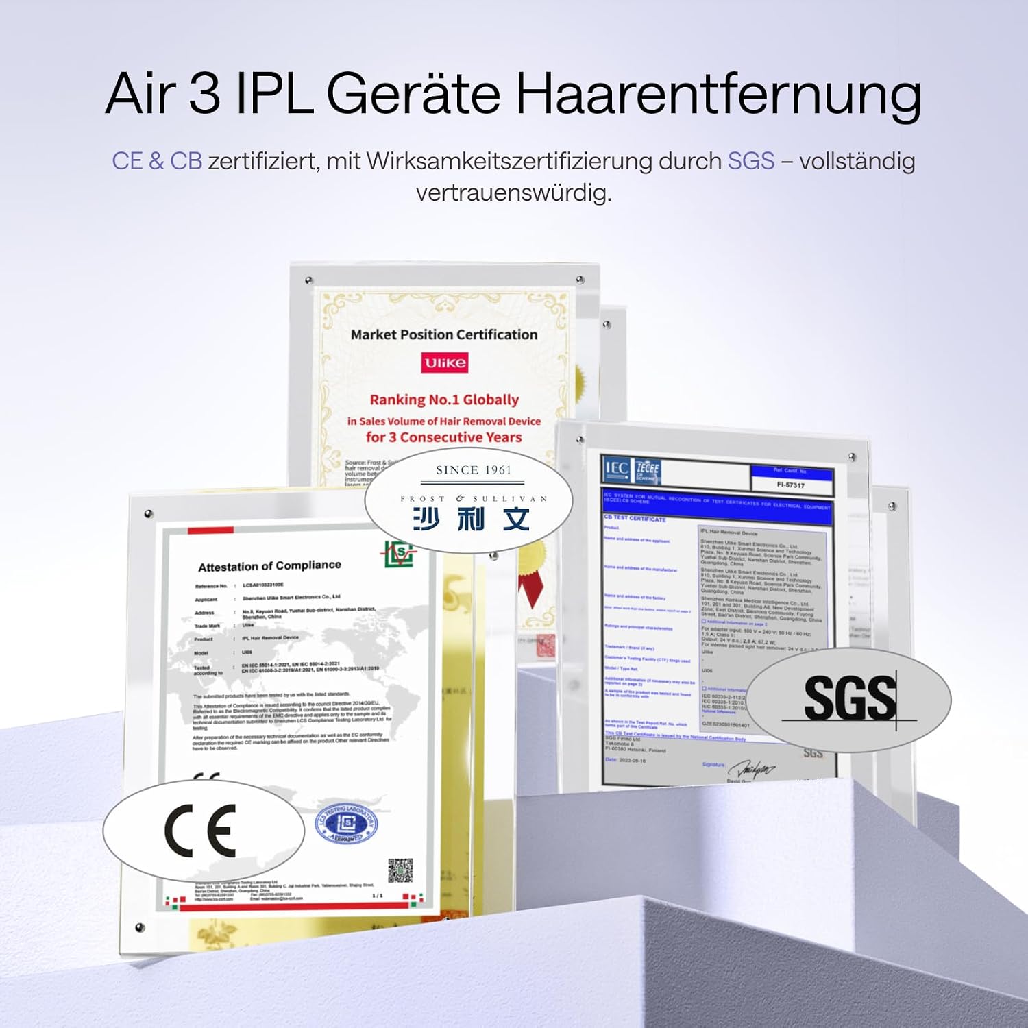 IPL Haarentfernungsgerät Air 3 für Gesicht und Körper Saphir Eiskühlung schmerzfreie Haarentfernung 3 Modi Heim Laser Alternative