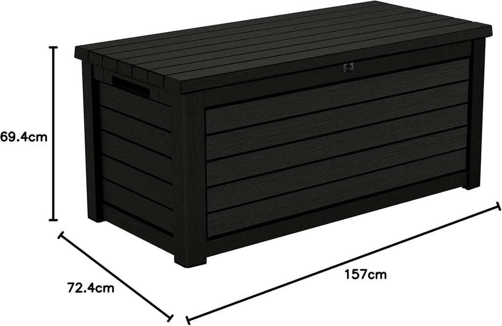 Aufbewahrungsbox Kissenbox 623 Liter Blackwood Kunststoff Deckel belastbar bis 272 kg mit Gasdruckfedern wetterfest anthrazit