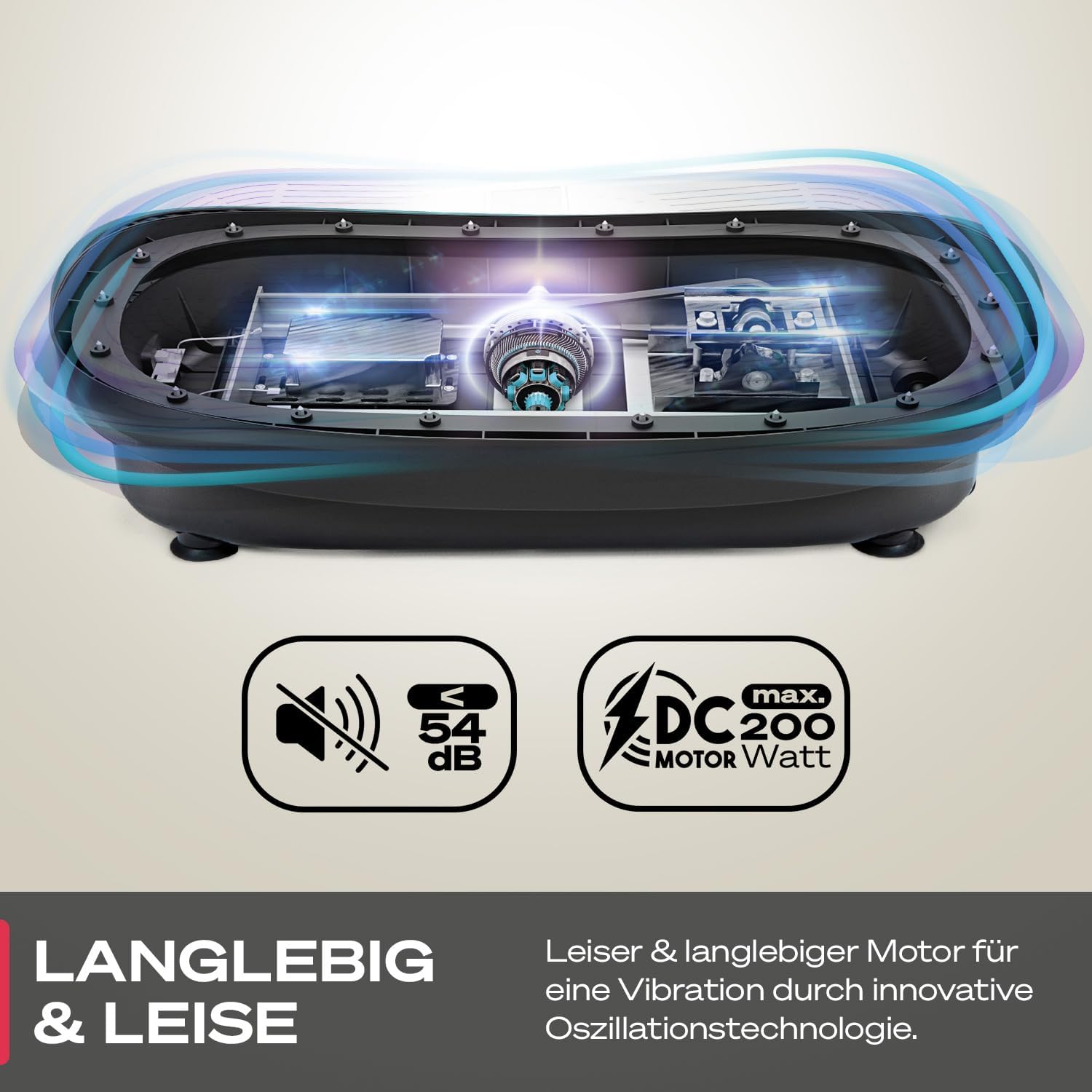 Vibrationsplatte VP250 Ganzkörpertraining mit 200 W 180 Stufen Bluetooth Lautsprecher Fernbedienung und Trainingsbändern