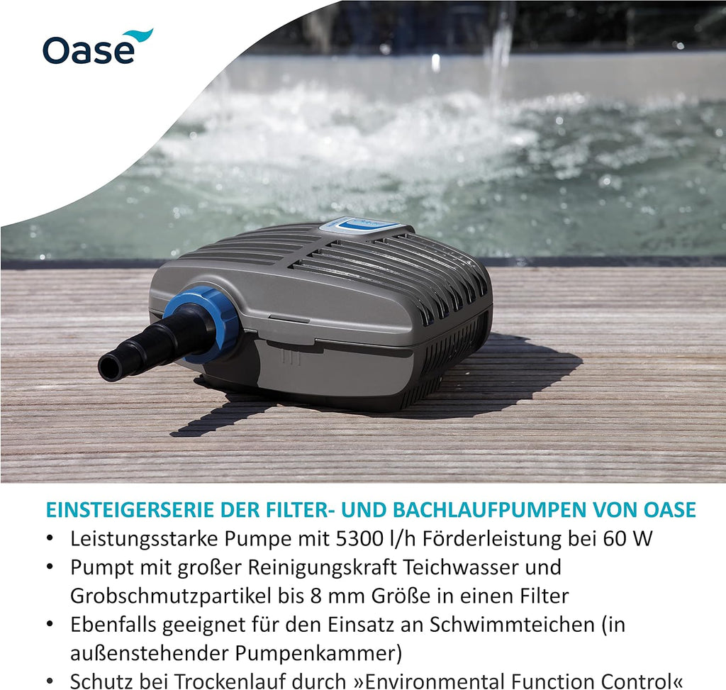 Teichpumpe AquaMax Eco Classic 5500 51096 Filter und Bachlaufpumpe 5300 l/h Förderleistung mit Schlauchtülle