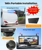 Kabellose Rückfahrkamera Solar 7,2 Zoll 1080P Monitor System LKW Anhänger Wohnmobil Van