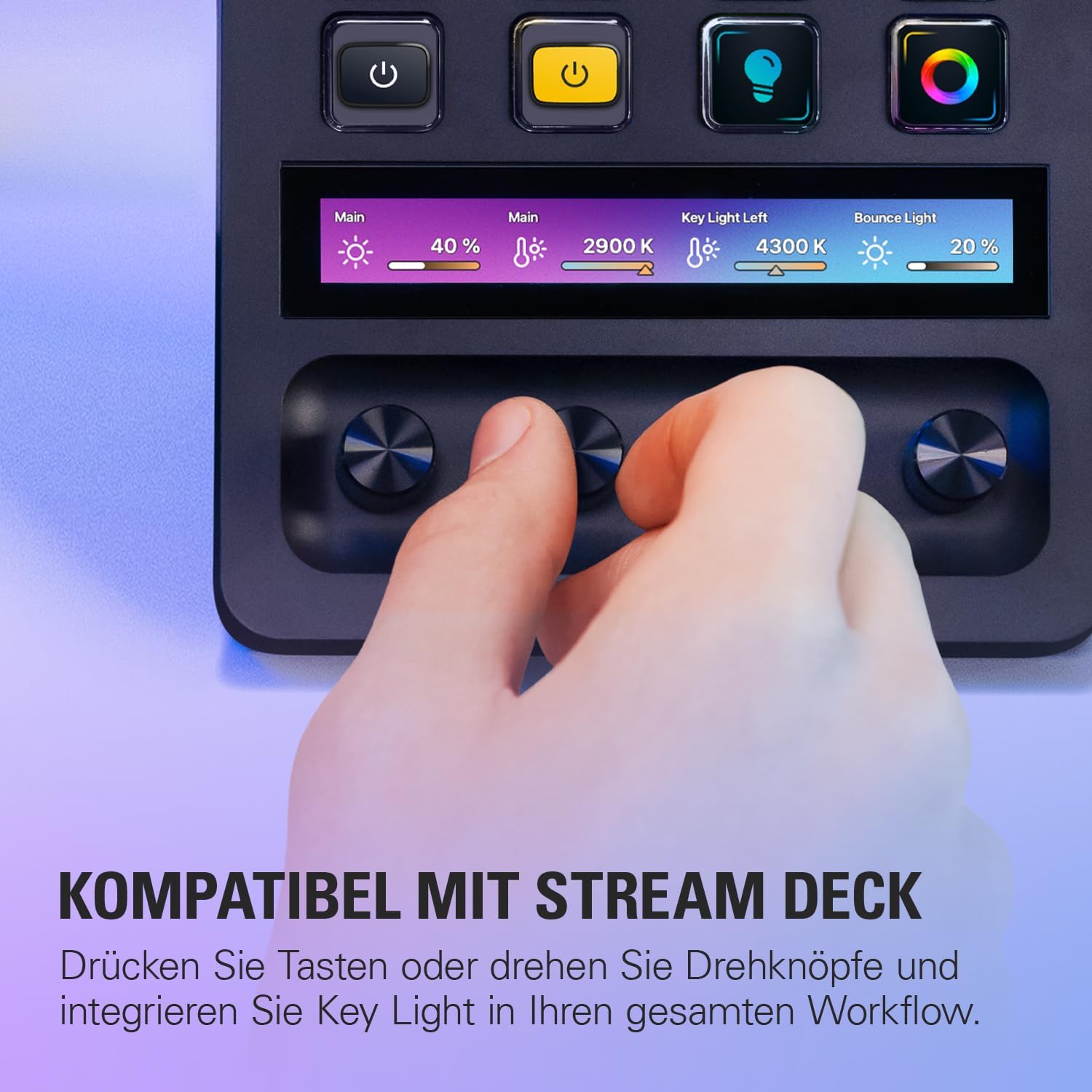 Studiolicht LED Panel 2800 Lumen mit einstellbarer Farbtemperatur 2900-7000K App Steuerung Tischklemme für Streaming und Videokonferenzen