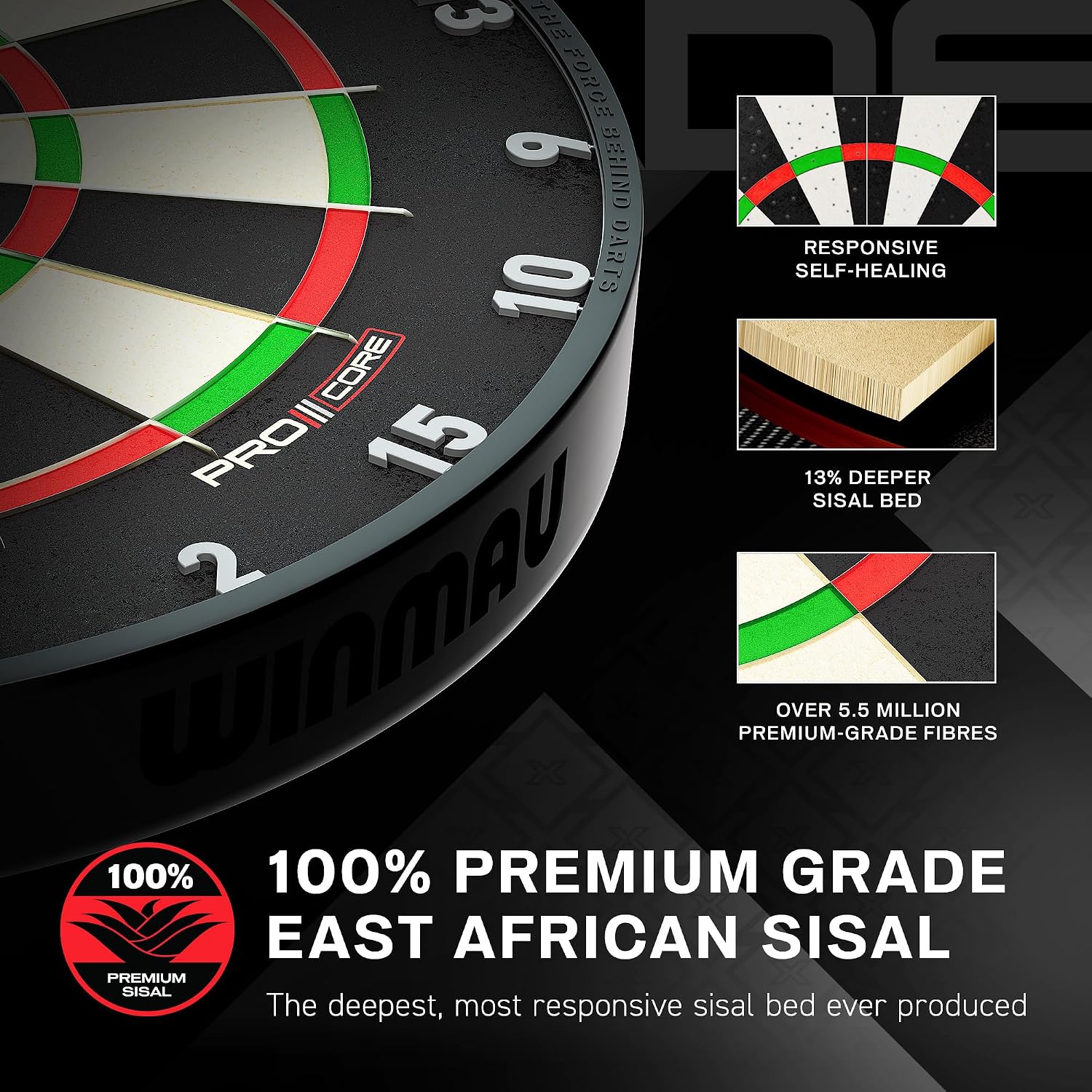 Steeldart Dartscheibe Blade X 3061 Sisal Board mit Dual Core Technologie ultradünnem Drahtsystem und Dart Zubehör