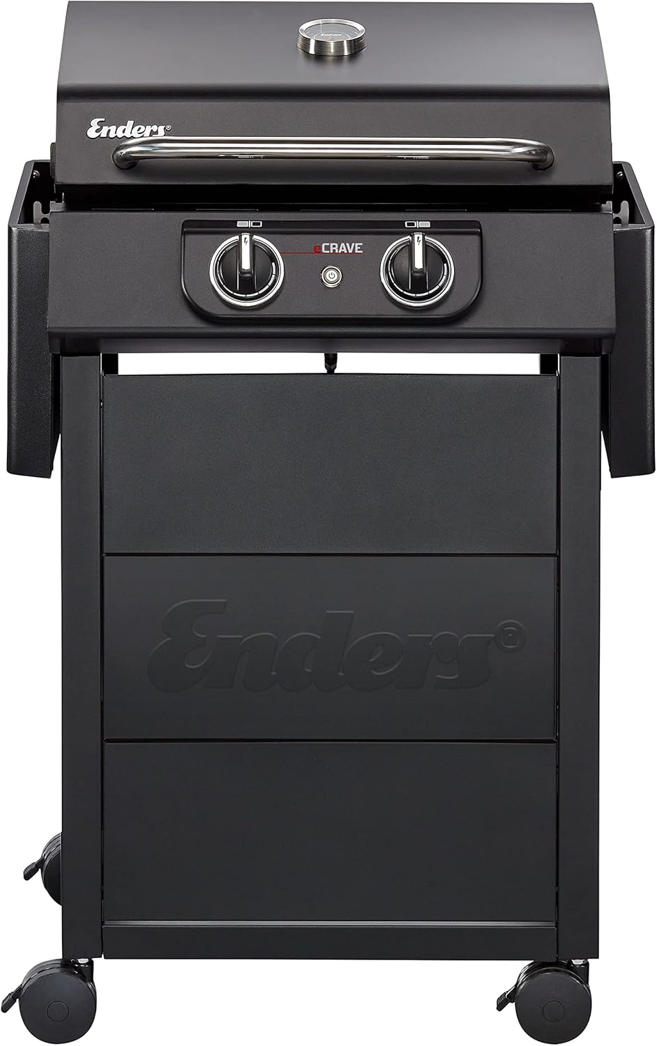 Elektrogrill eCRAVE 2 Grillwagen 2 Heizelemente 2 Zonen Grill mit Gussrost Garhaube Thermometer Stauraum