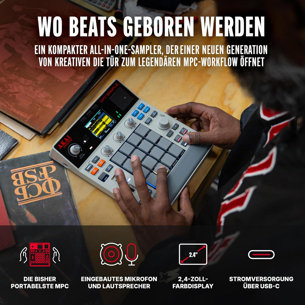 MPC Sample Sampler Sequenzer Effektprozessor MPCSAMPLE mit Akku USB-C Lautsprecher Mikrofon und 16 Pads
