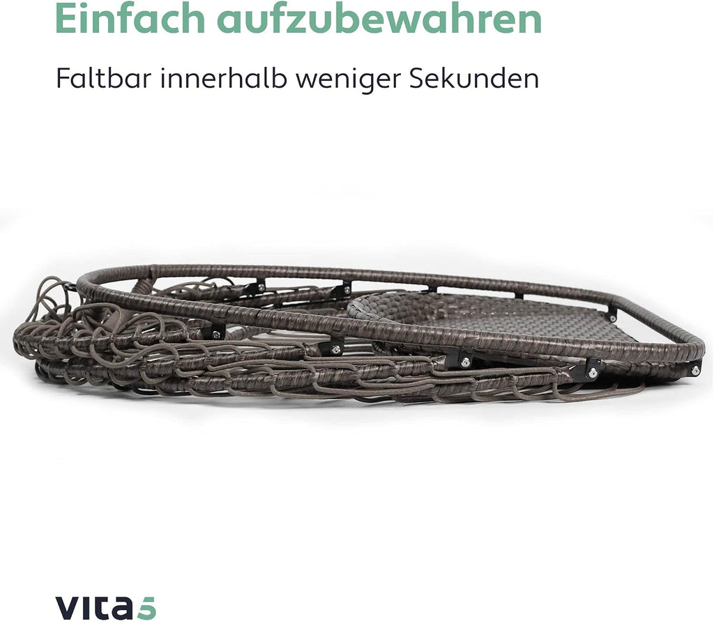 Hängesessel mit Gestell Korb Egg Schaukelstuhl Rattan Design Outdoor Indoor 150 kg Tragkraft Grau