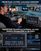 Single DIN Autoradio mit Touchscreen 10.1 Zoll Android 14 2GB 64GB Bluetooth CarPlay Android Auto Navigation Rückfahrkamera